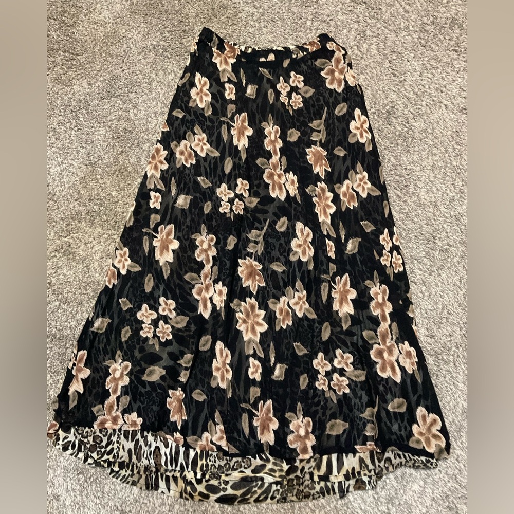 Reversible Floral and Animal Print Women's Maxi Skirt Flowy Small - Picture 5 of 7